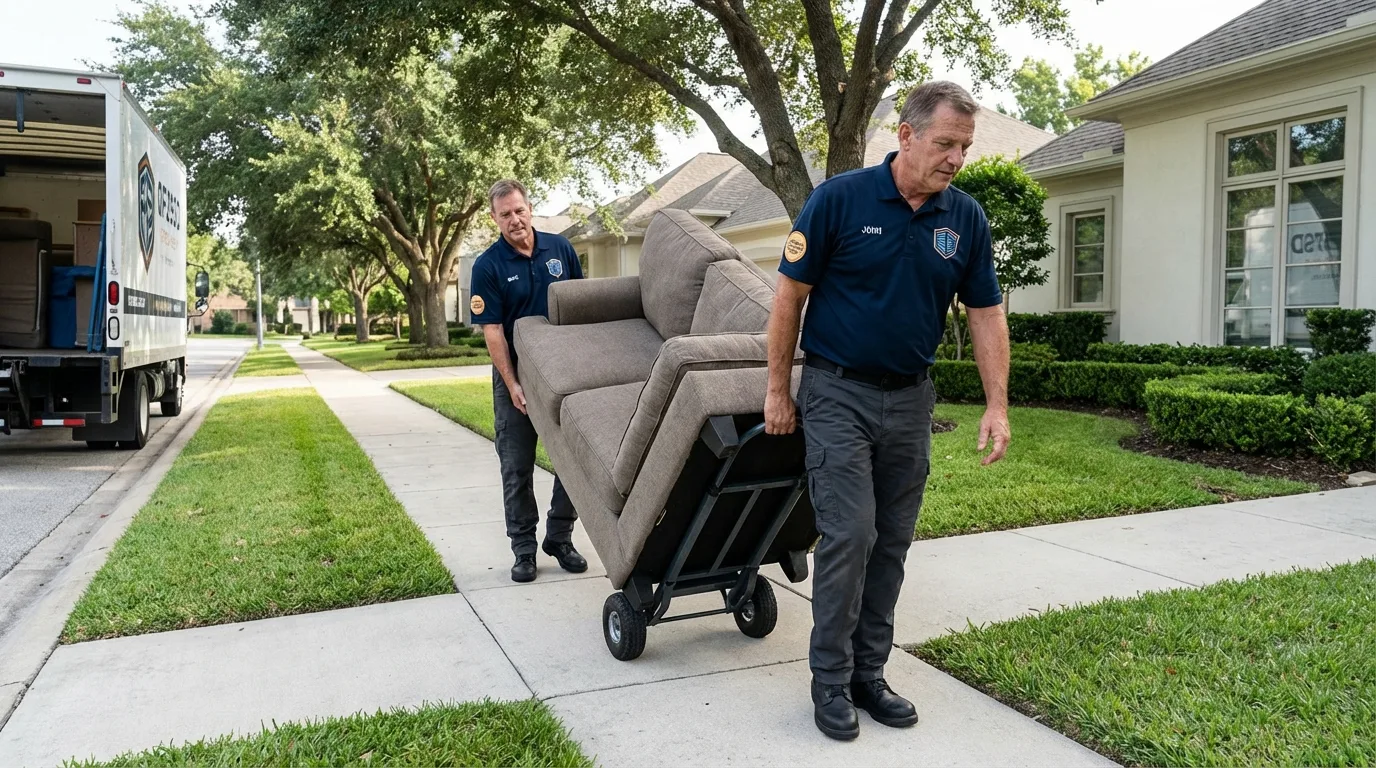 Local residential moving crew loading furniture in Glasford, IL